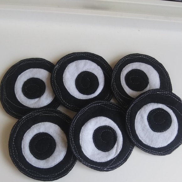 Handcrafted Freeform Stitched Felt Coaster Set #6. (Two Sets Available) - Picture 5 of 8